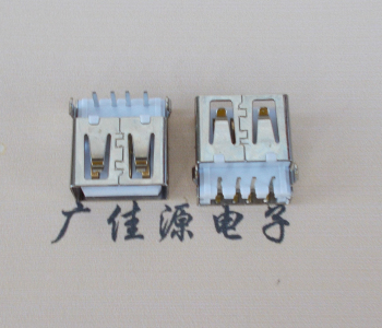 珠海USB母座接口 AF90度沉板1.9引脚4P插件白胶芯直边