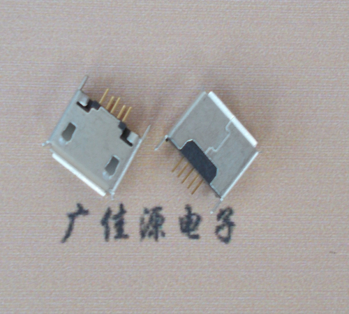 珠海Micro usb立插180度 5p针加长2.0mm卷边雾锡