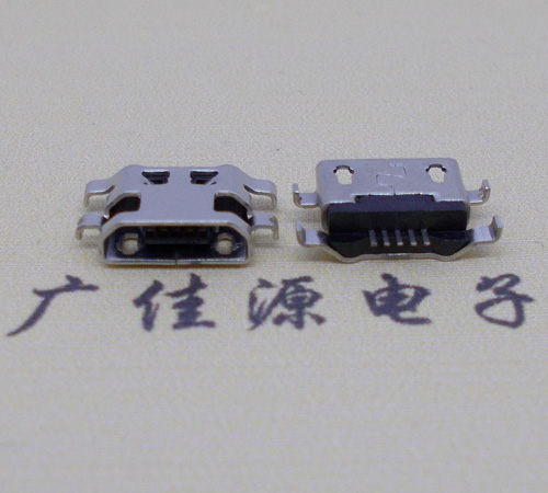 珠海micro usb5p连接器 反向沉板1.6mm四脚插平口