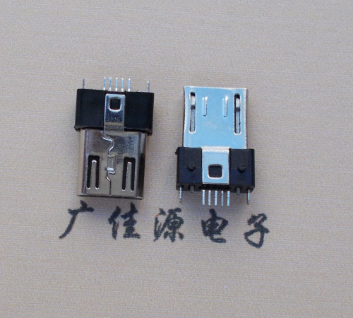 珠海MICRO USB 5P公头B型SMT贴板带柱