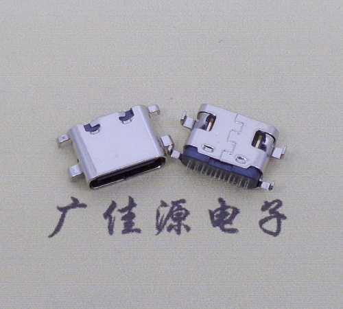 珠海type c16p沉板母座破板0.8mm/1.0mm/1.2mm/1.6mm四脚插板端子SMT总体长度L=6.5mm